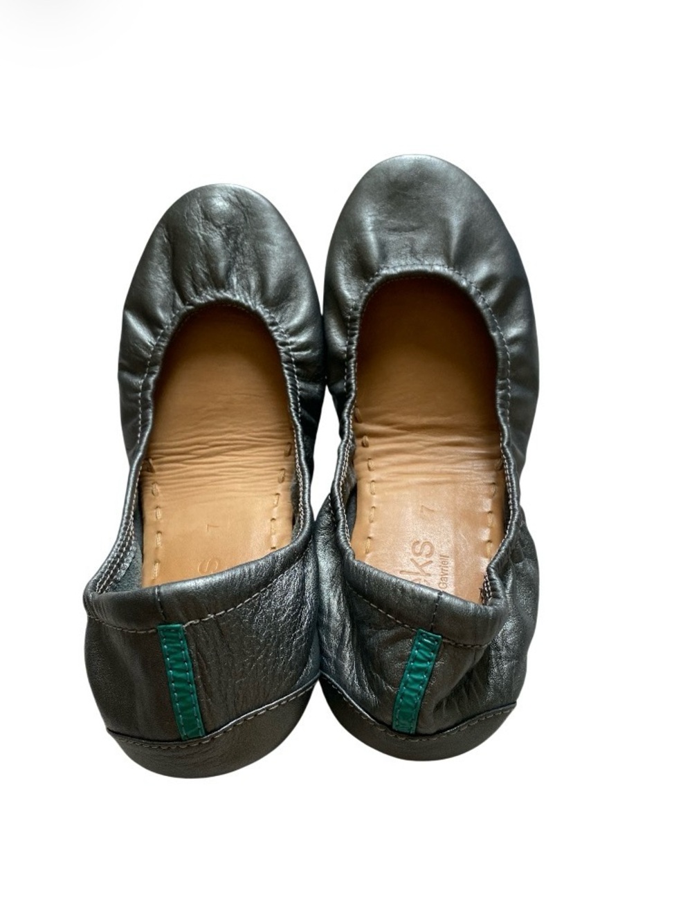 Tieks METALLIC PEWTER Size 7 Foldable Ballet Flats Leather used once - Picture 6 of 14